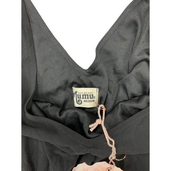 Show Me Your MuMu Kendall Maxi Dress Medium XXL Black Chiffon Low Back V Neck - Picture 10 of 11